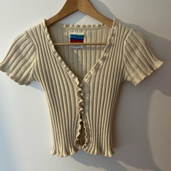 UNIF Womens Cream Crop-top - Picture 1 of 5